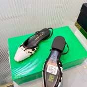 CHANEL 26S FLATS SLINGBACK IN WHITE PATENT CALFSKIN WITH LIGHT BEIGE PONY HAIR