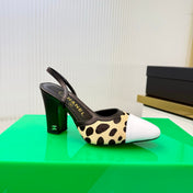 CHANEL 26S HIGH-HEEL SLINGBACKS 70 MM IN WHITE PATENT CALFSKIN WITH CREAM WHITE PONY HAIR