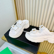 CHANEL 26S PLATFORM SANDALS IN WHITE LAMBSKIN