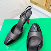 CHANEL 26S SLINGBACK POINTED-TOE HEELS 95 MM IN BLACK LAMBSKIN