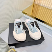 CHANEL 26S MULE SNEAKERS IN LIGHT BLUE WOVEN FABRIC STYLE 3