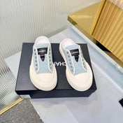 CHANEL 26S MULE SNEAKERS IN LIGHT BLUE WOVEN FABRIC STYLE 3