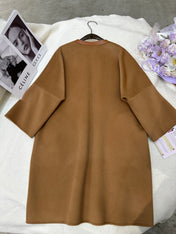 HERMES 25S LONG CASHMERE COAT WITH ROUND NECK 277