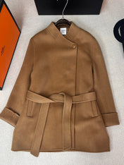 HERMES 25S STAND-COLLAR CASHMERE COAT 207