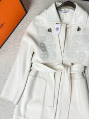 HERMES 25S LONG CASHMERE PIG-NOSE COAT 206