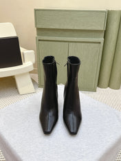 YSL 25S HEELED ANKLE BOOTS 75 MM IN BLACK LAMBSKIN