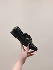 CELINE 26S LACE-UP LOAFERS IN BLACK GLOSSY CALFSKIN