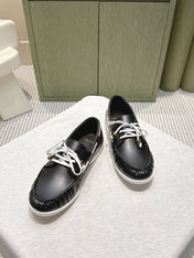 CELINE 26S LACE-UP LOAFERS IN BLACK CALFSKIN