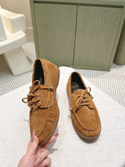 CELINE 26S LACE-UP LOAFERS IN BROWN SUEDE