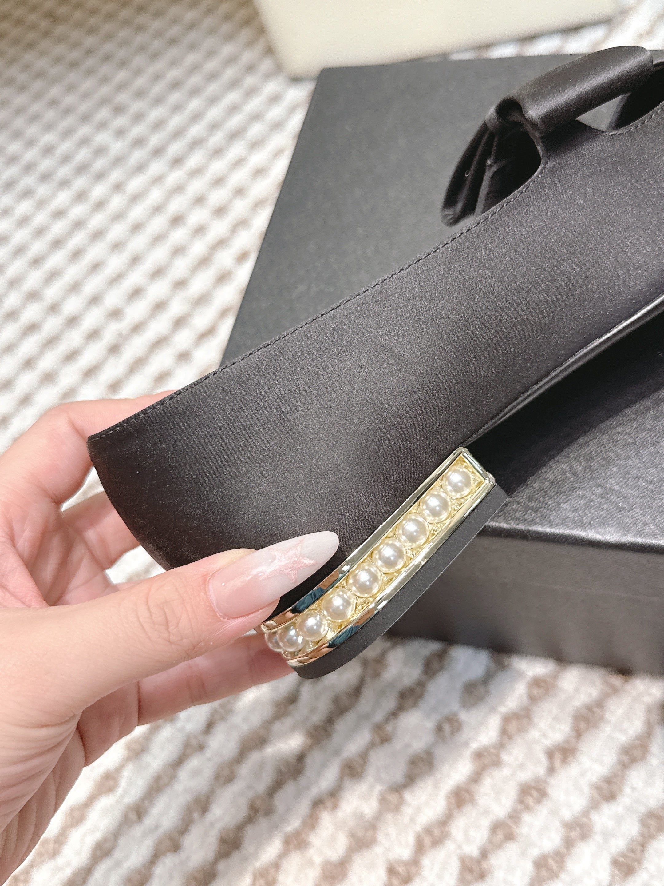 CHANEL 25S MARY JANE BALLET FLATS IN BLACK SILK WITH BOW