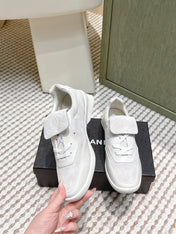 CHANEL 25S SNEAKERS 35MM IN GREIGE SUEDE WITH VELCRO STRAPS