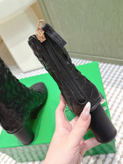 BOTTEGA VENETA 26S INTRECCIATO BOOTS 70 MM IN BLACK LAMBSKIN