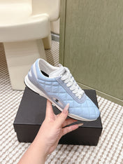 CHANEL 25S SNEAKERS IN LIGHT BLUE CALFSKIN AND SUEDE
