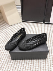 CHANEL 26S BALLET FLATS IN BLACK MESH AND FABRIC
