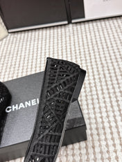 CHANEL 26S BALLET FLATS IN BLACK MESH AND FABRIC
