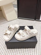 CHANEL 26S SANDALS IN CREAM WHITE CALFSKIN