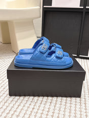 CHANEL 26S SANDALS IN BLUE CALFSKIN