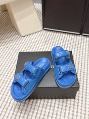 CHANEL 26S SANDALS IN BLUE CALFSKIN