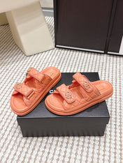 CHANEL 26S SANDALS IN ORANGE CALFSKIN