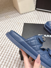 CHANEL 26S SANDALS IN SLATE BLUE CALFSKIN