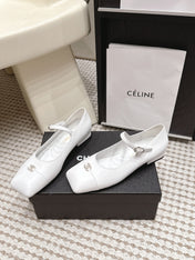 CHANEL 26S SQUARE TOE MARY JANE FLATS IN WHITE CALFSKIN