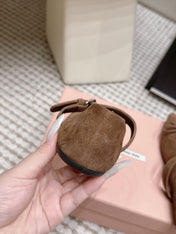 MIUMIU 26S MARY JANE BALLET IN DARK BROWN SUEDE WITH BUCKLE STRAP