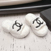 CHANEL 26S HIGH HEEL MULES IN WHITE BLACK SHEARLING