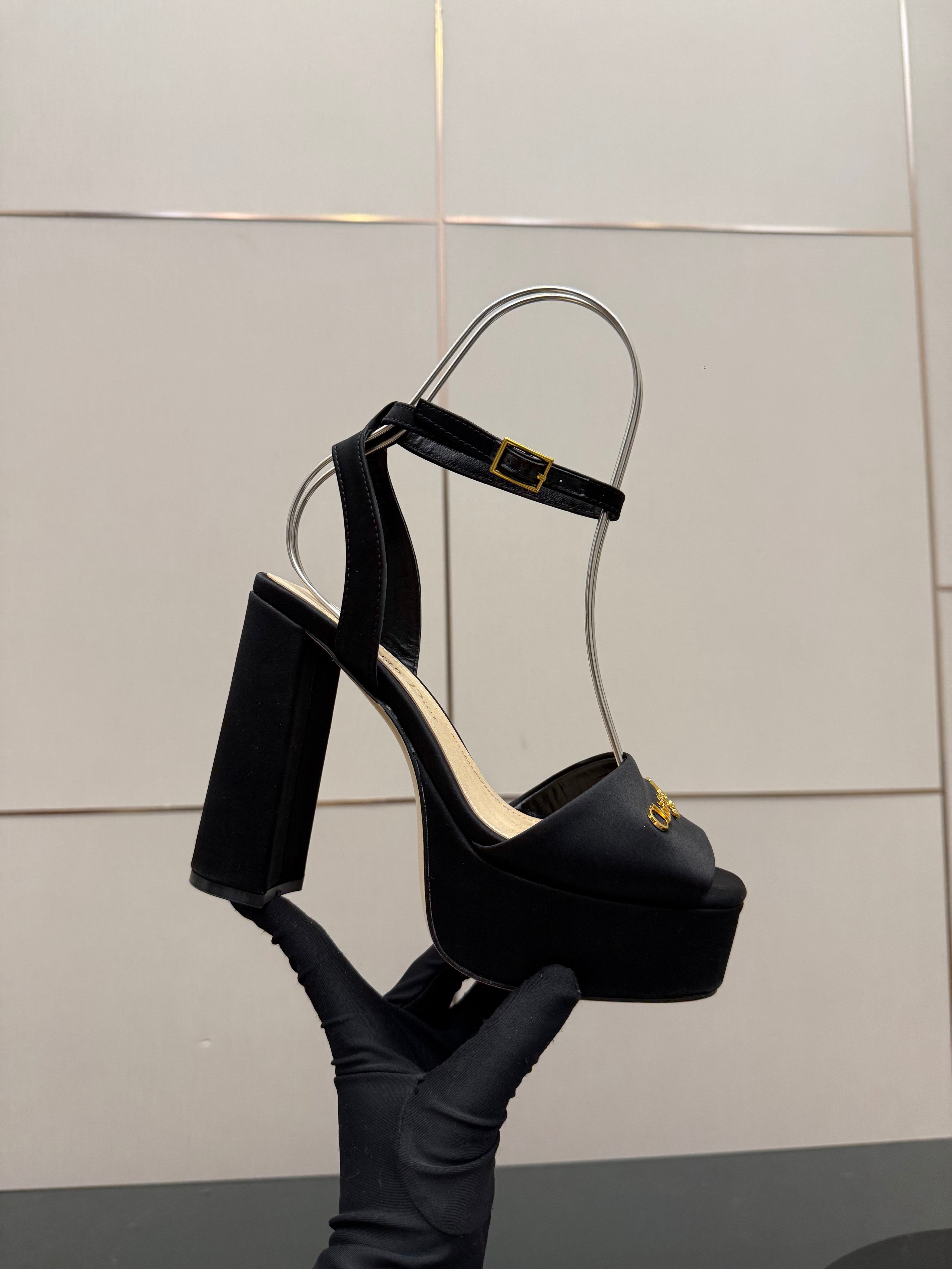 DIOR 26S HIGH HEEL SANDALS 120 MM IN BLACK SATIN