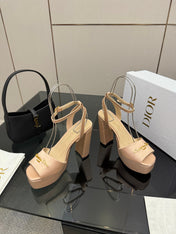 DIOR 26S HIGH HEEL SANDALS 120 MM IN NUDE BEIGE SATIN