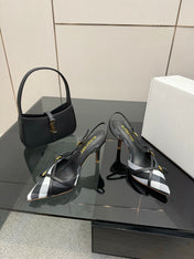 BURBERRY 26S SLINGBACK HEELS 85 MM IN STRIPED COLOR COORDINATION FABRIC STYLE 9
