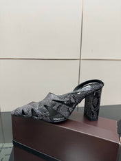 ALAIA 26S HEELED SLINGBACKS IN BLACK PYTHON-EMBOSSED LEATHER