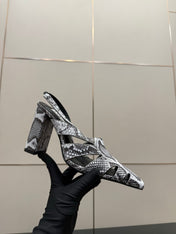 ALAIA 26S HEELED SLINGBACKS IN PYTHON-EMBOSSED LEATHER