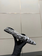 ALAIA 26S CUT-OUT SLINGBACK FLATS IN PYTHON-EMBOSSED LEATHER