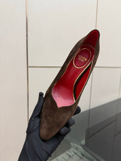 VALENTINO 26S HIGH HEELS 100 MM IN DARK BROWN SUEDE