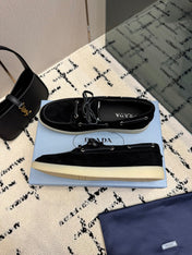 PRADA 26S LOAFERS IN BLACK SUEDE WITH RUBBER SOLE