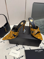 YSL 26S HIGH HEEL 100 MM IN ORANGE SNAKE PRINT SNAKESKIN