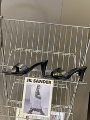 YSL 25S JILL MULES 75MM IN BLACK SMOOTH CALFSKIN