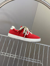 MIUMIU 25S SNEAKERS IN DARK RED SUEDE WITH LEOPARD-PRINT LACES