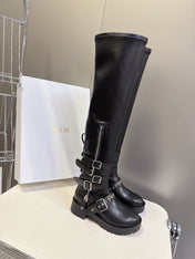 DIOR D-FIGHT BOOT 25S IN BLACK CALFSKIN WITH SILVER HARDWARE