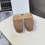 CELINE 26S WEDGE MULES IN SAND BEIGE SUEDE AND WOOL