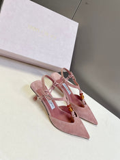 JIMMY CHOO 26S HIGH HEELS 50 MM IN DUSTY PINK SUEDE