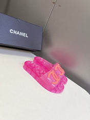 CHANEL 26S SLIDES IN DARK PINK PVC