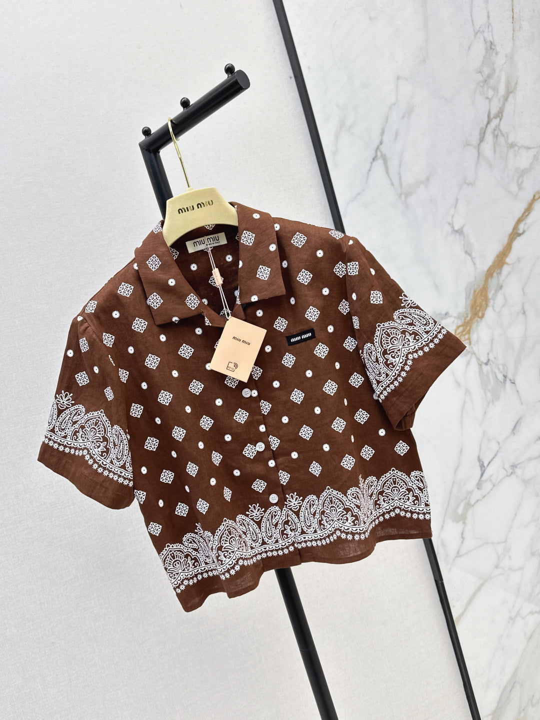 MIUMIU 26S LOOSE FIT SHORT SLEEVED SHIRT 968