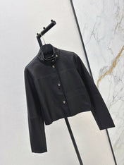 HERMES 25S STAND-COLLAR LEATHER JACKET 454