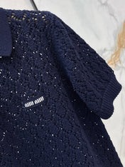 MIUMIU 26S SHORT-SLEEVED KNIT POLO SHIRT STYLE 1041