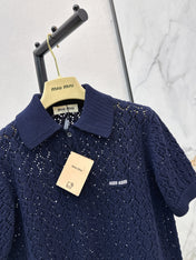 MIUMIU 26S SHORT-SLEEVED KNIT POLO SHIRT STYLE 1041