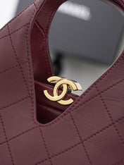 CHANEL 26S SHOPPING BAG MEDIUM 23 IN BURGUNDY RED LAMBSKIN GOLD HARDWARE