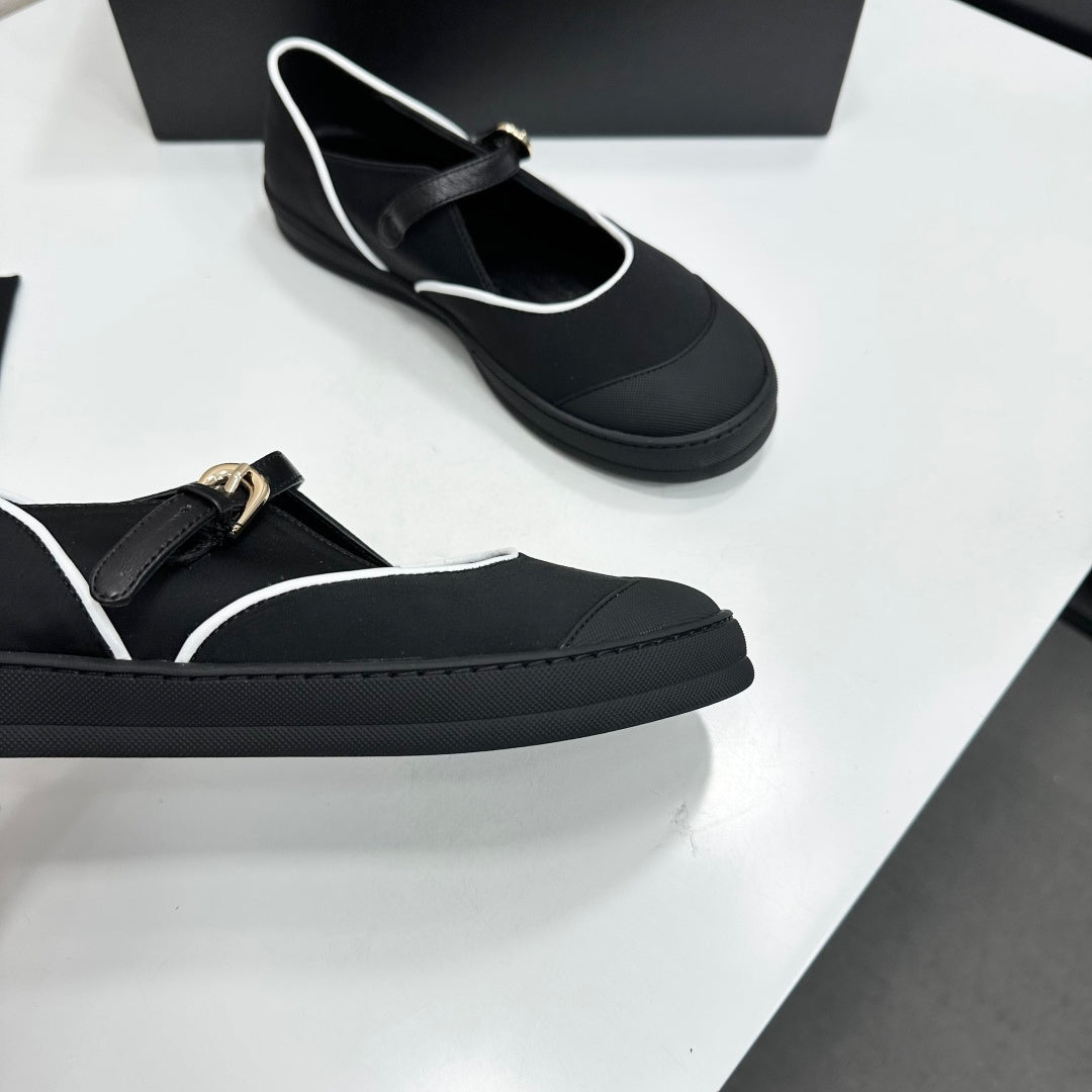 CHANEL 26S MARY JANE SNEAKERS IN BLACK FABRIC