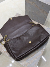 YSL 25S CALYPSO GM 38 IN DARK CHOCOLATE CALFSKIN GOLD HARDWRE