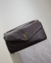 YSL 25S CALYPSO GM 38 IN DARK CHOCOLATE CALFSKIN GOLD HARDWRE